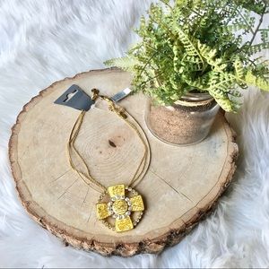 Pilgrim Gold Chain Yellow Enamel Cross Necklace